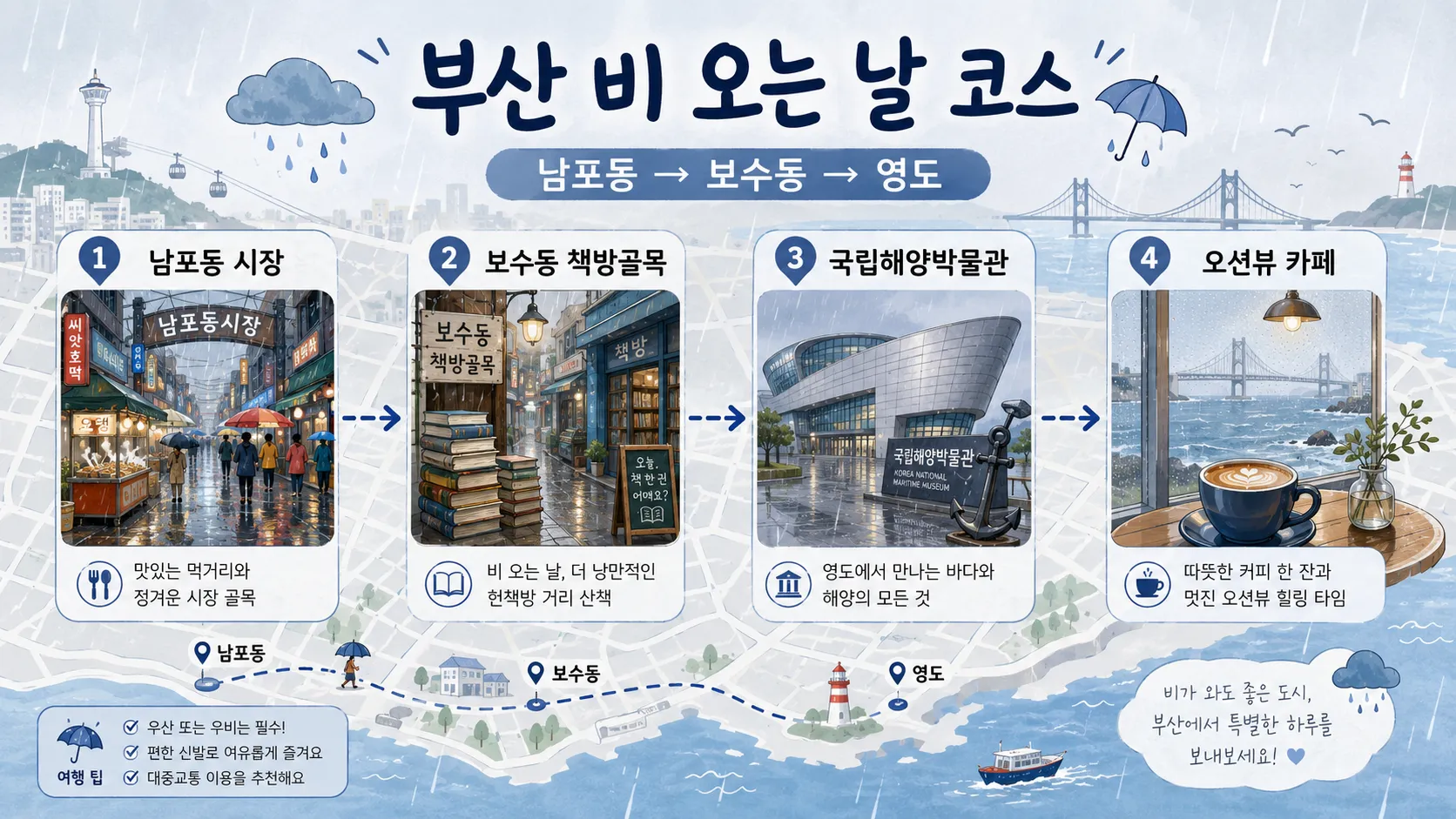 부산 비 오는 날 남포동 영도 코스 비교 이미지