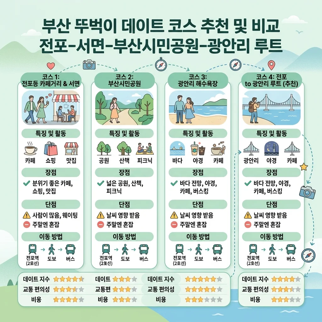 부산 뚜벅이 데이트코스 비교 이미지